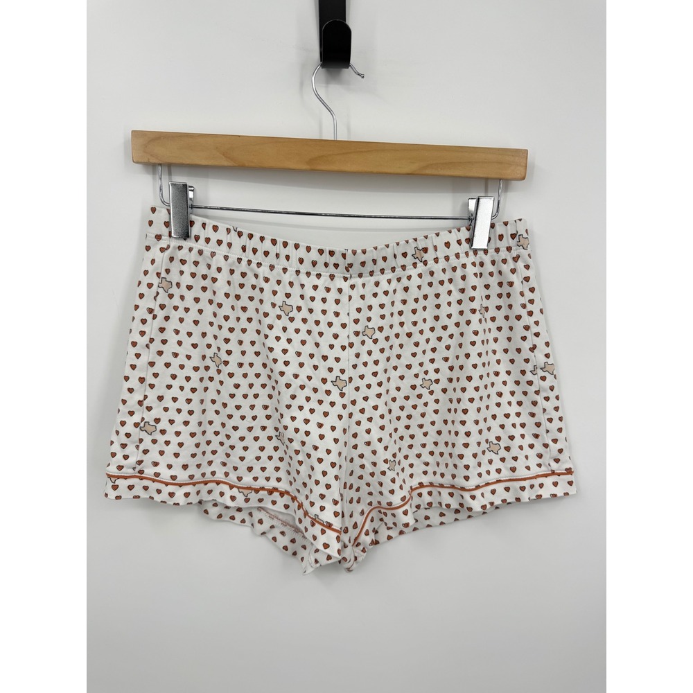 Roller Rabbit Heart Texas Pajama Shorts Women Small White Pima Cotton Sleepwear